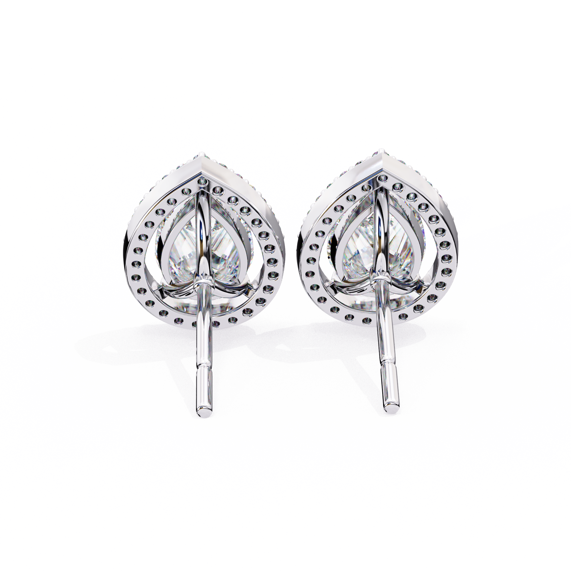 Modern Teardrop Open-Gallery Pear Cut Diamond Studs