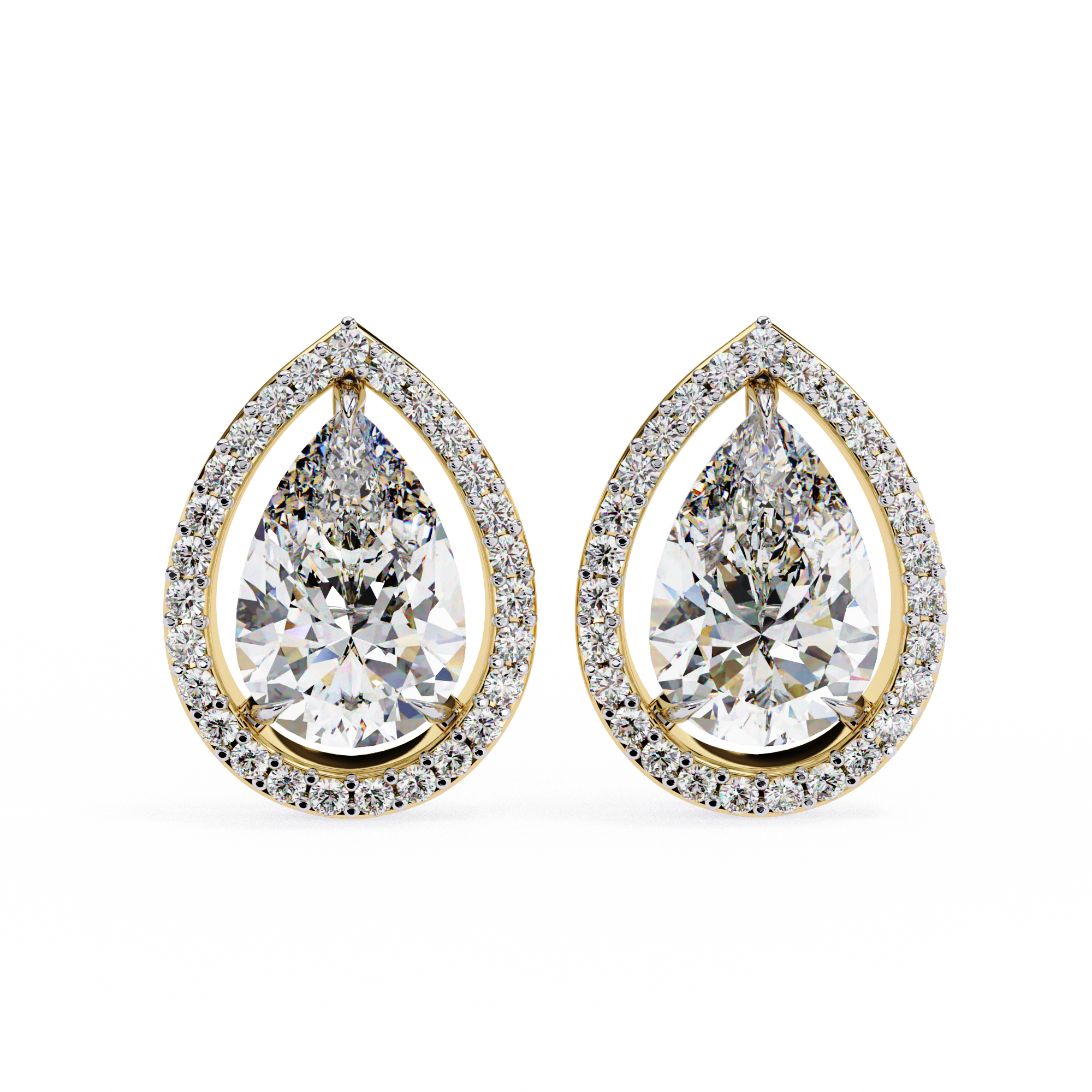Modern Teardrop Open-Gallery Pear Cut Diamond Studs