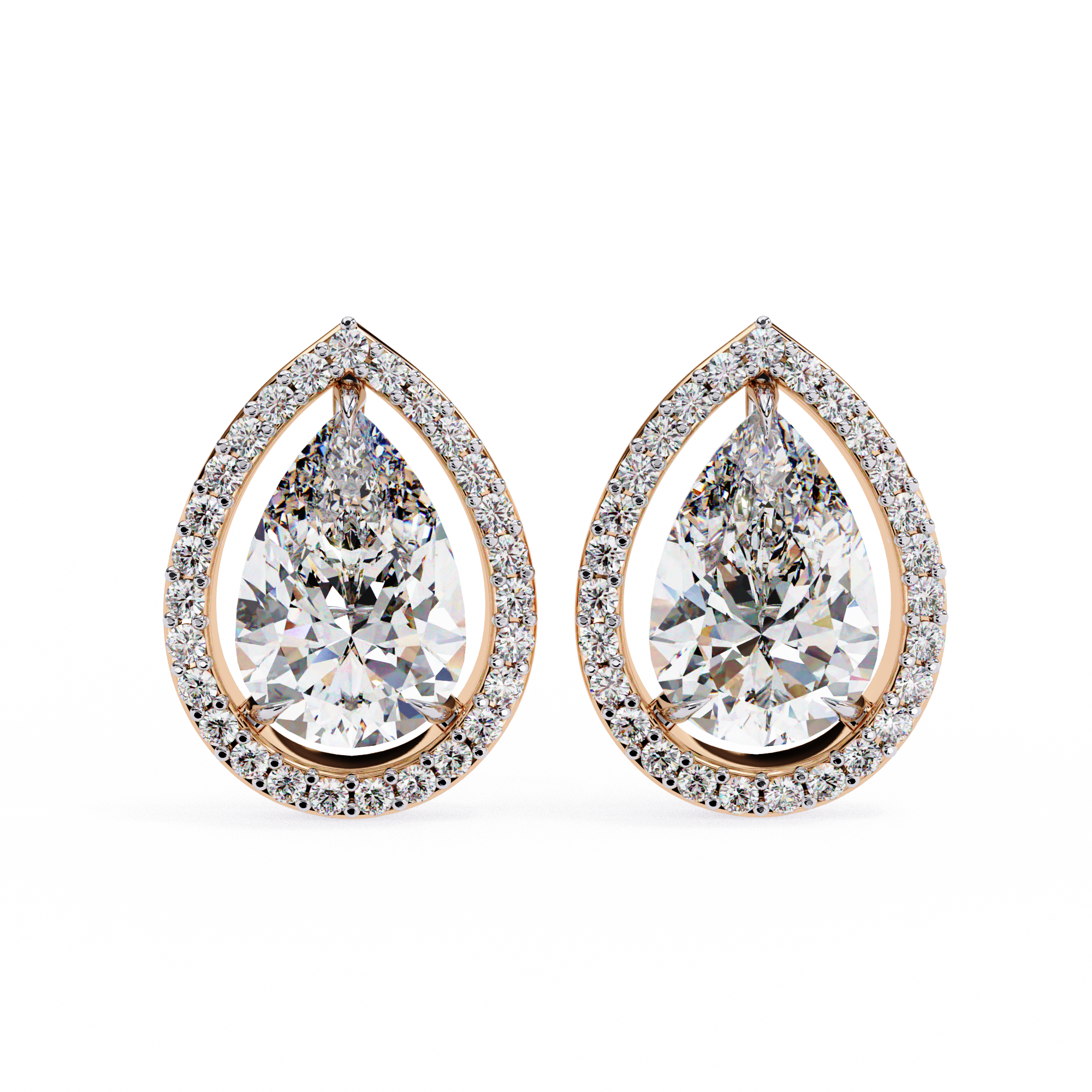 Modern Teardrop Open-Gallery Pear Cut Diamond Studs