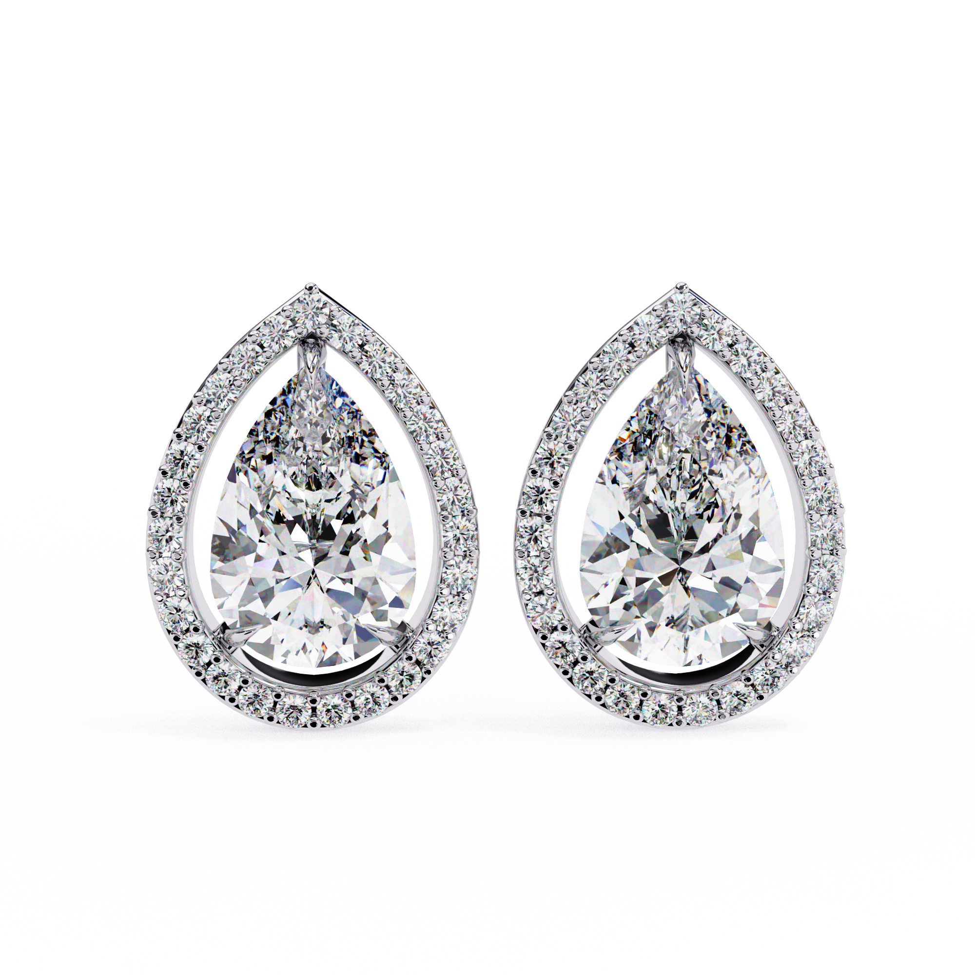 Modern Teardrop Open-Gallery Pear Cut Diamond Studs