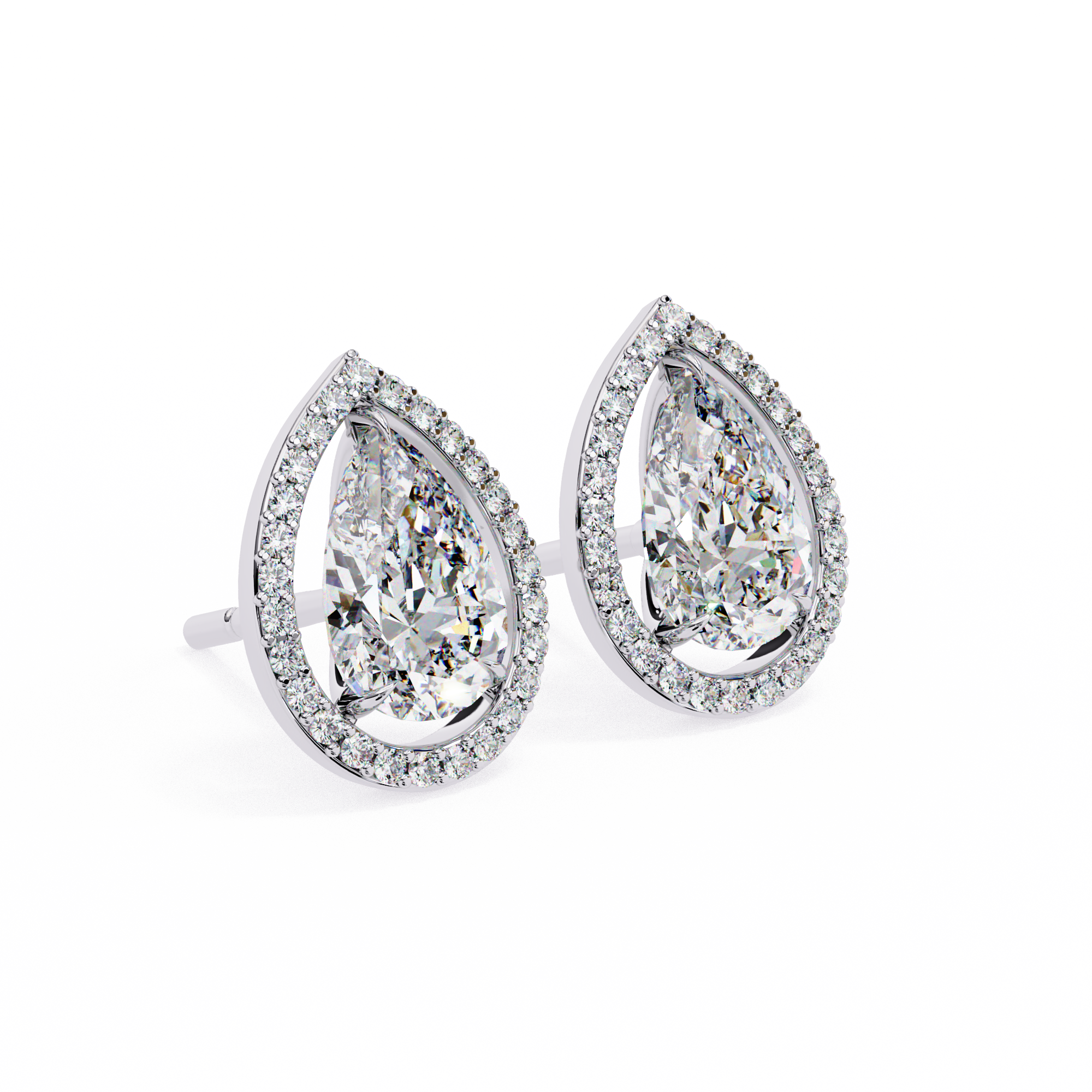Modern Teardrop Open-Gallery Pear Cut Diamond Studs