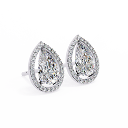 Modern Teardrop Open-Gallery Pear Cut Diamond Studs