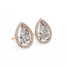Modern Teardrop Open-Gallery Pear Cut Diamond Studs