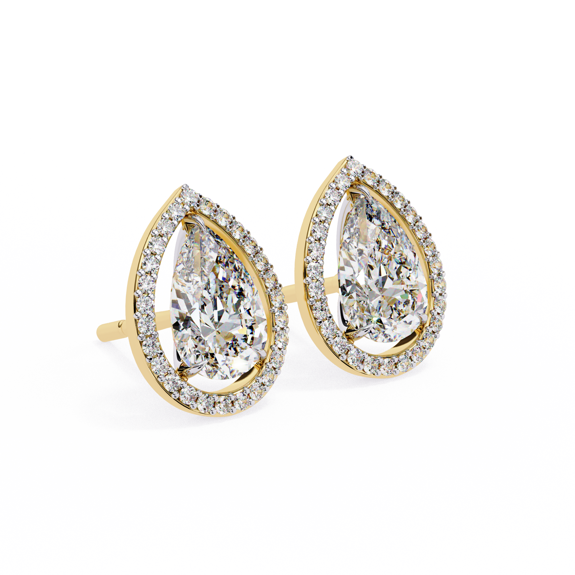 Modern Teardrop Open-Gallery Pear Cut Diamond Studs