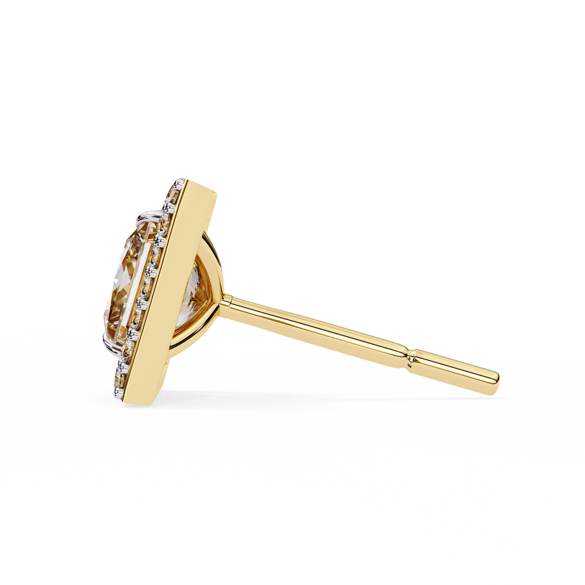 Architectural Princess Cut Open-Frame Halo Studs | Gold Geometric Fine Jewelry