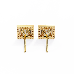 Architectural Princess Cut Open-Frame Halo Studs | Gold Geometric Fine Jewelry