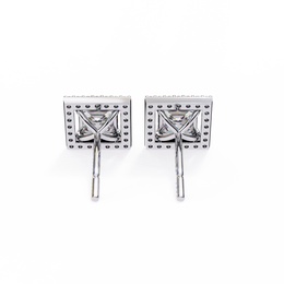 Architectural Princess Cut Open-Frame Halo Studs | Gold Geometric Fine Jewelry