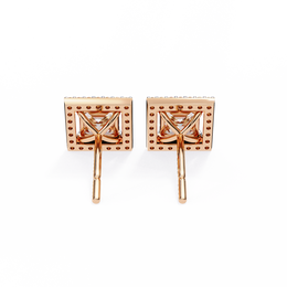 Architectural Princess Cut Open-Frame Halo Studs | Gold Geometric Fine Jewelry