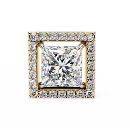 Architectural Princess Cut Open-Frame Halo Studs | Gold Geometric Fine Jewelry