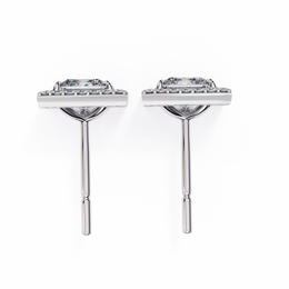 Architectural Princess Cut Open-Frame Halo Studs | Gold Geometric Fine Jewelry