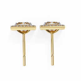 Architectural Princess Cut Open-Frame Halo Studs | Gold Geometric Fine Jewelry