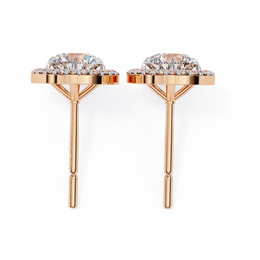 Oval Cut Diamond Floating Halo Stud Earrings in 18k White Gold