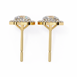 Oval Cut Diamond Floating Halo Stud Earrings in 18k White Gold