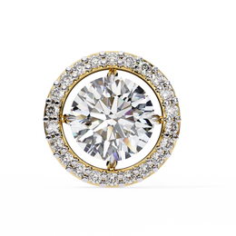 Round Cut Diamond Floating Circle Halo Stud Earrings in 18K Yellow Gold