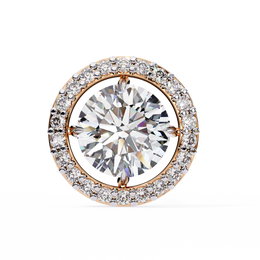 Round Cut Diamond Floating Circle Halo Stud Earrings in 18K Yellow Gold