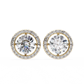 Round Cut Diamond Floating Circle Halo Stud Earrings in 18K Yellow Gold