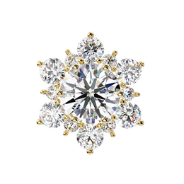 Floral Starburst Diamond Cluster Stud Earrings in Yellow Gold