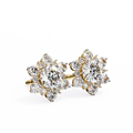 Floral Starburst Diamond Cluster Stud Earrings in Yellow Gold