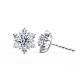 Floral Starburst Diamond Cluster Stud Earrings in Yellow Gold