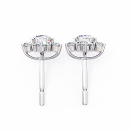 Floral Starburst Diamond Cluster Stud Earrings in Yellow Gold