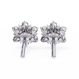 Floral Starburst Diamond Cluster Stud Earrings in Yellow Gold