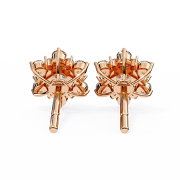 Floral Starburst Diamond Cluster Stud Earrings in Yellow Gold