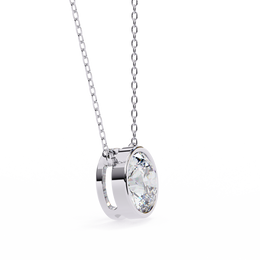 Modern Bezel-Set Round Diamond Necklace, Minimalist Yellow Gold Floating Pendant