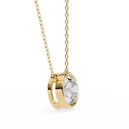 Modern Bezel-Set Round Diamond Necklace, Minimalist Yellow Gold Floating Pendant