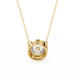 Modern Bezel-Set Round Diamond Necklace, Minimalist Yellow Gold Floating Pendant