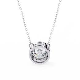 Modern Bezel-Set Round Diamond Necklace, Minimalist Yellow Gold Floating Pendant