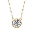 Modern Bezel-Set Round Diamond Necklace, Minimalist Yellow Gold Floating Pendant