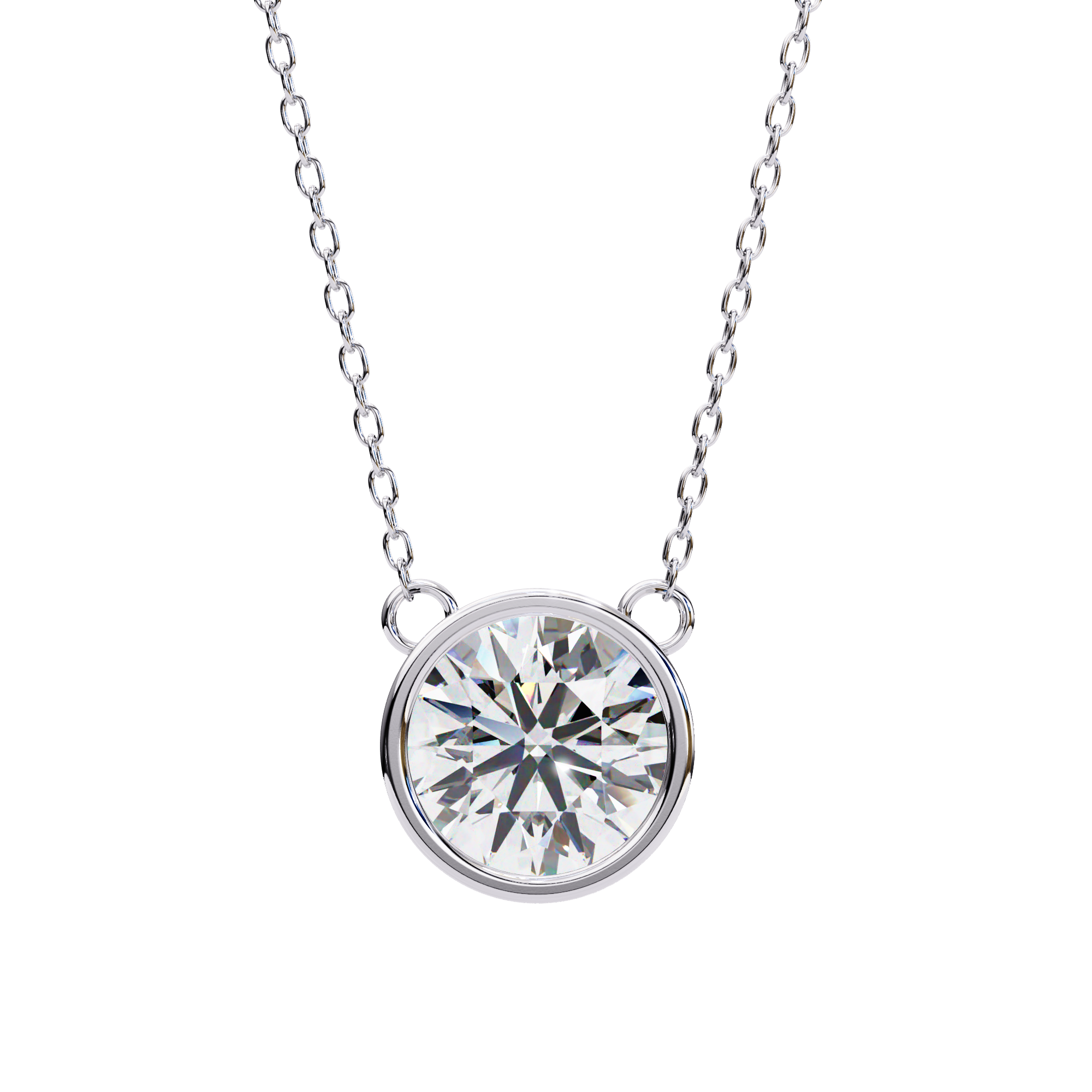 Modern Bezel-Set Round Diamond Necklace, Minimalist Yellow Gold Floating Pendant