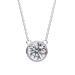 Modern Bezel-Set Round Diamond Necklace, Minimalist Yellow Gold Floating Pendant