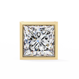 Bezel Set Princess Cut Diamond Stud Earrings in Yellow Gold