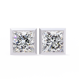 Bezel Set Princess Cut Diamond Stud Earrings in Yellow Gold
