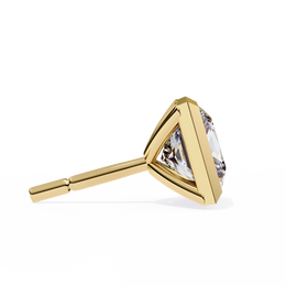 Bezel Set Princess Cut Diamond Stud Earrings in Yellow Gold