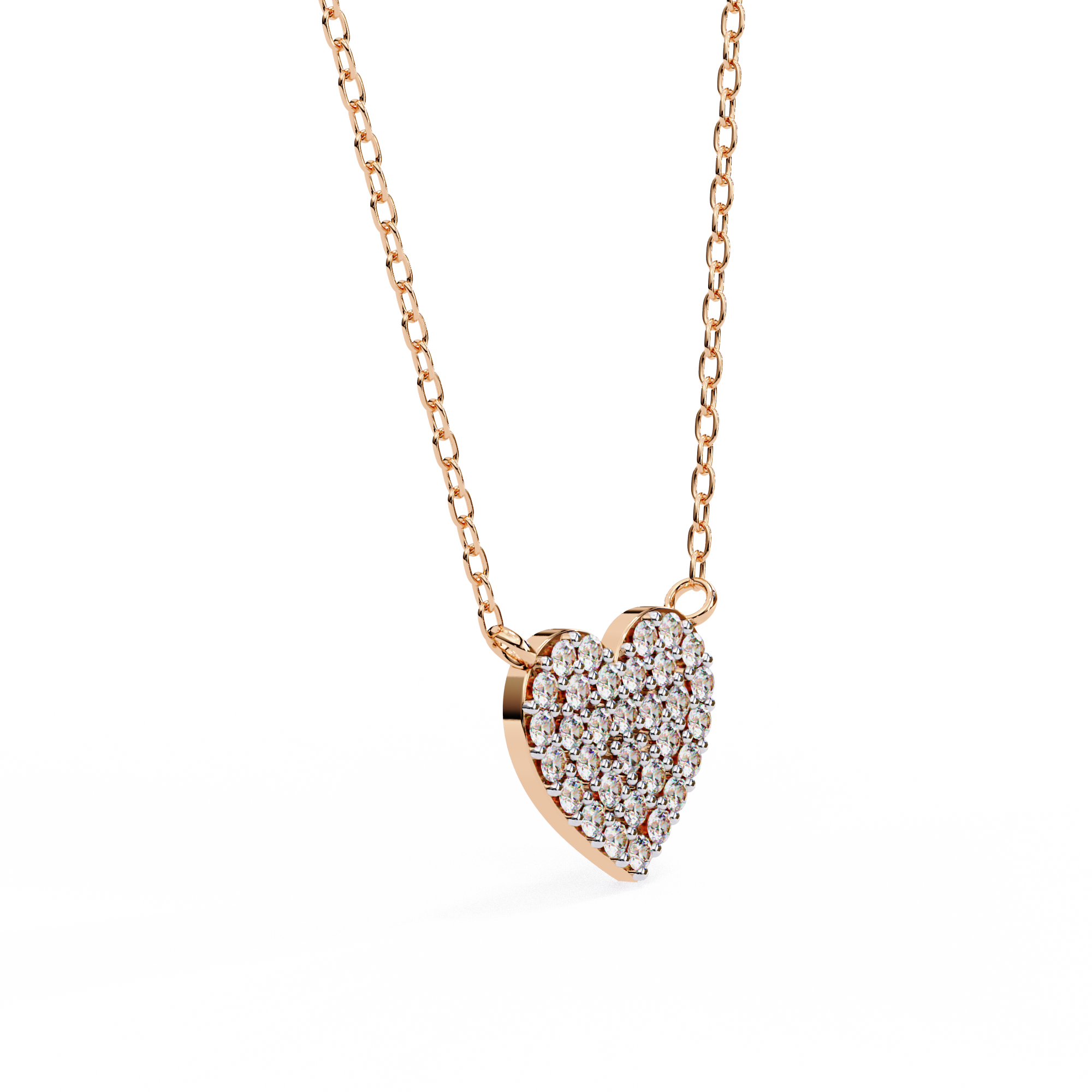 Delicate Rose Gold Pavé Heart Station Necklace | Romantic Fine Jewelry