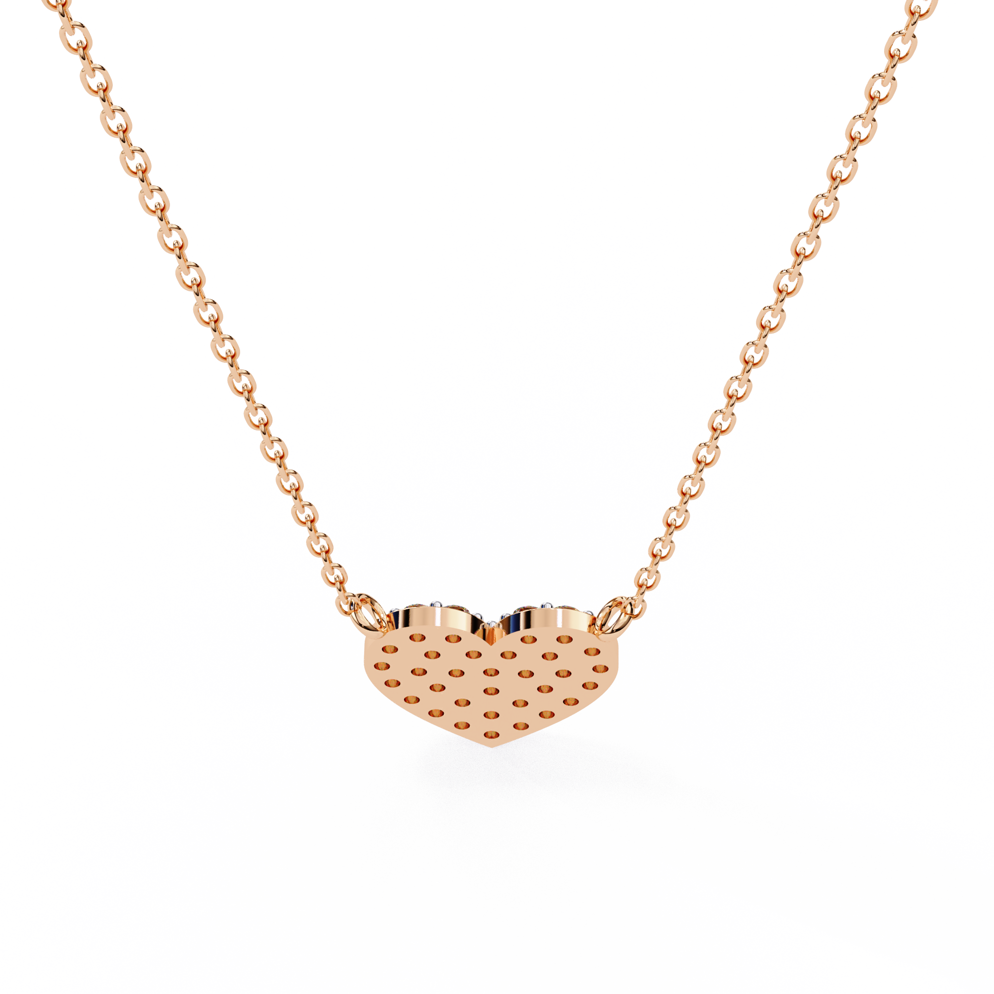 Delicate Rose Gold Pavé Heart Station Necklace | Romantic Fine Jewelry