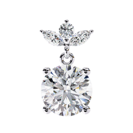 Solitaire Round Diamond Drop Earrings with Marquise Floral Cluster