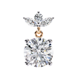 Solitaire Round Diamond Drop Earrings with Marquise Floral Cluster