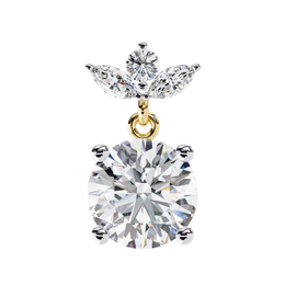 Solitaire Round Diamond Drop Earrings with Marquise Floral Cluster