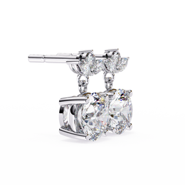 Solitaire Round Diamond Drop Earrings with Marquise Floral Cluster