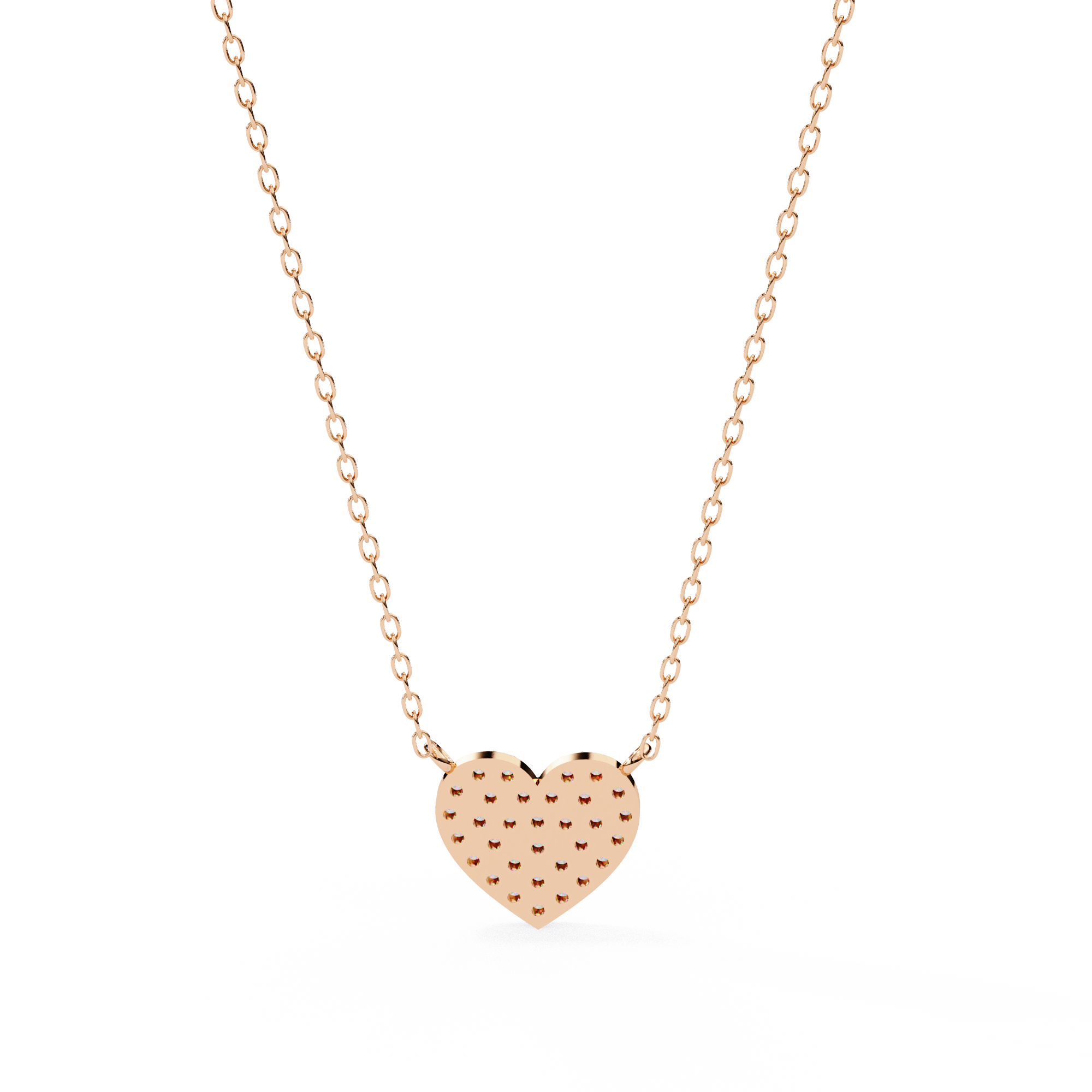 Delicate Rose Gold Pavé Heart Station Necklace | Romantic Fine Jewelry