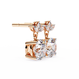 Solitaire Round Diamond Drop Earrings with Marquise Floral Cluster