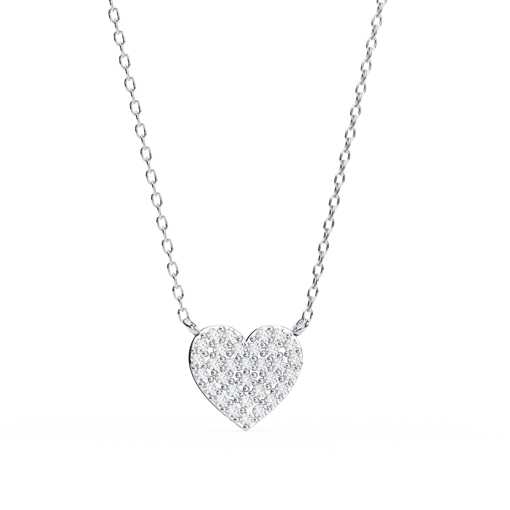 Delicate Rose Gold Pavé Heart Station Necklace | Romantic Fine Jewelry