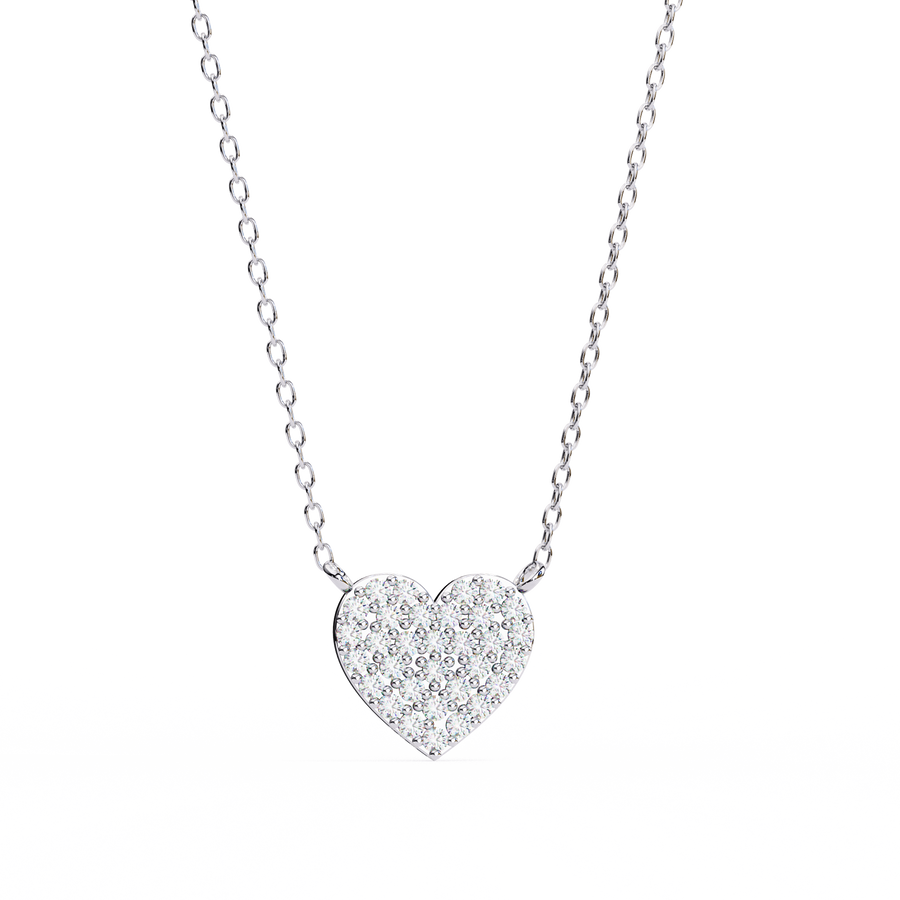 Delicate Rose Gold Pavé Heart Station Necklace | Romantic Fine Jewelry