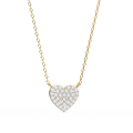 Delicate Rose Gold Pavé Heart Station Necklace | Romantic Fine Jewelry