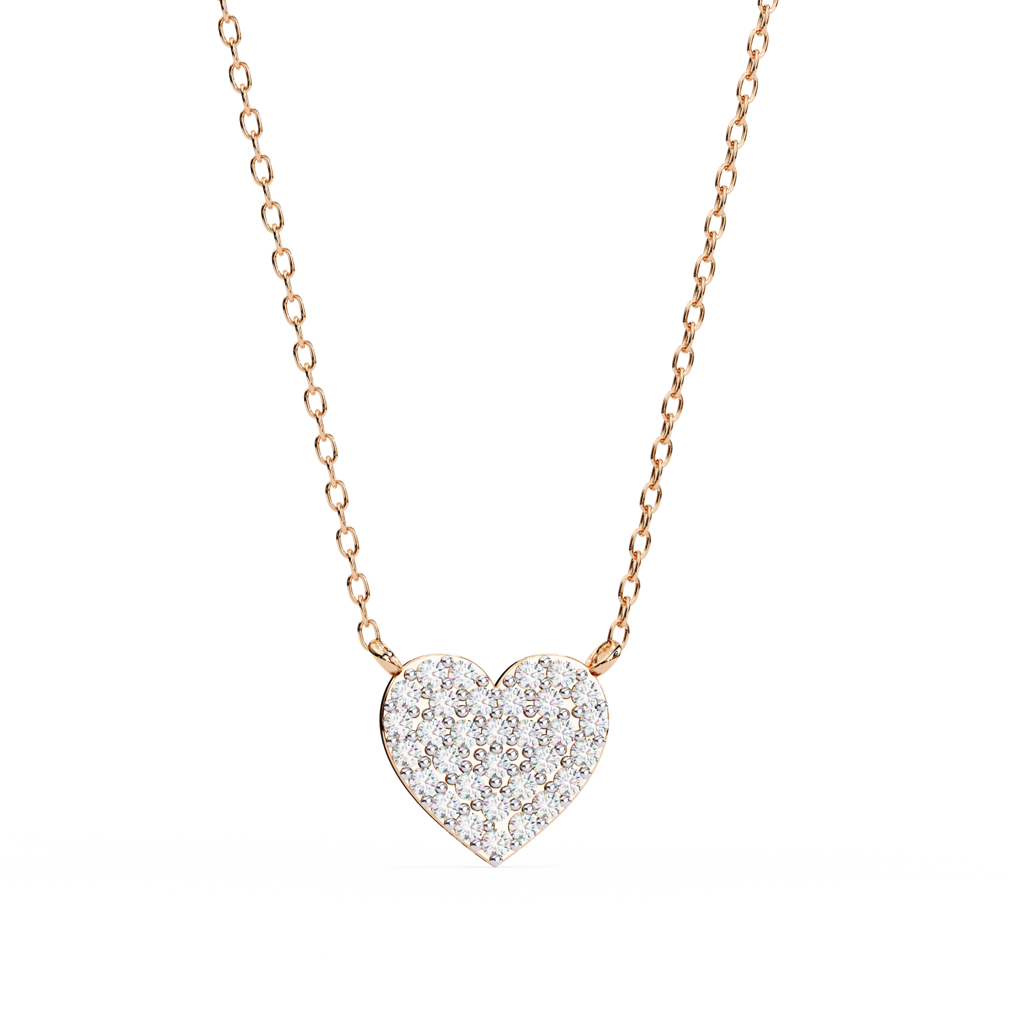Delicate Rose Gold Pavé Heart Station Necklace | Romantic Fine Jewelry