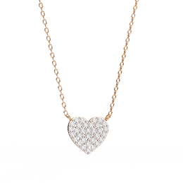 Delicate Rose Gold Pavé Heart Station Necklace | Romantic Fine Jewelry