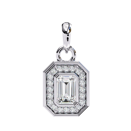 Emerald Cut Diamond Octagonal Halo Pendant Necklace in 18K Yellow Gold with Step-Bezel Frame